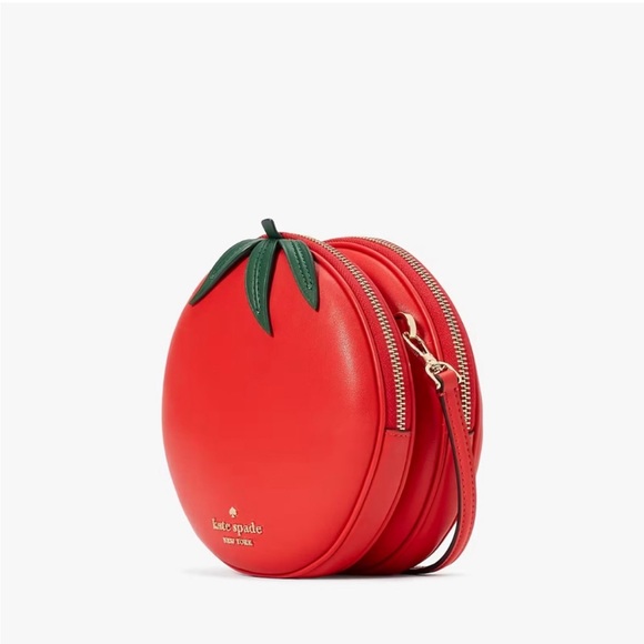 ♠️🍅kate spade 3D Tomato Mangia Double Dual Compartment Small Crossbody Bag Red - Picture 3 of 15
